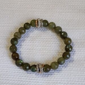 Brighton Green Beaded Bracelet with Silver Accents